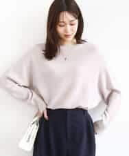 FKFBD57130 MK MICHEL KLEIN(MK ミッシェルクラン) ラメ入りドルマンスリーブ畦編みニット/洗える ピンクベージュ