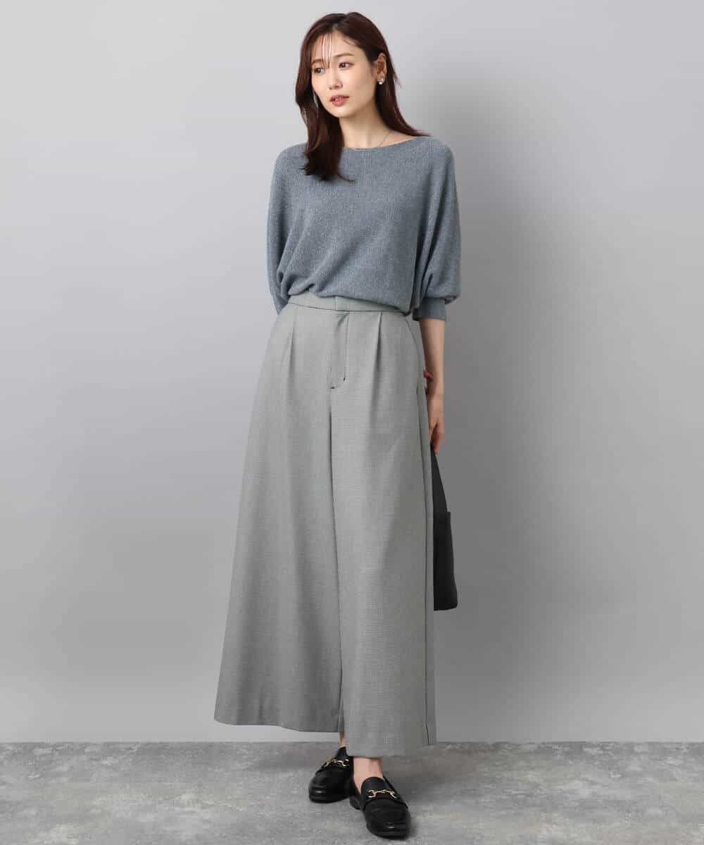 FKFBD57130 MK MICHEL KLEIN(MK ミッシェルクラン) ラメ入りドルマンスリーブ畦編みニット/洗える ライトブルー