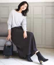 FKFBD57130 MK MICHEL KLEIN(MK ミッシェルクラン) ラメ入りドルマンスリーブ畦編みニット/洗える ライトブルー