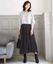 FKFBD57130 MK MICHEL KLEIN(MK ミッシェルクラン) ラメ入りドルマンスリーブ畦編みニット/洗える ライトブルー