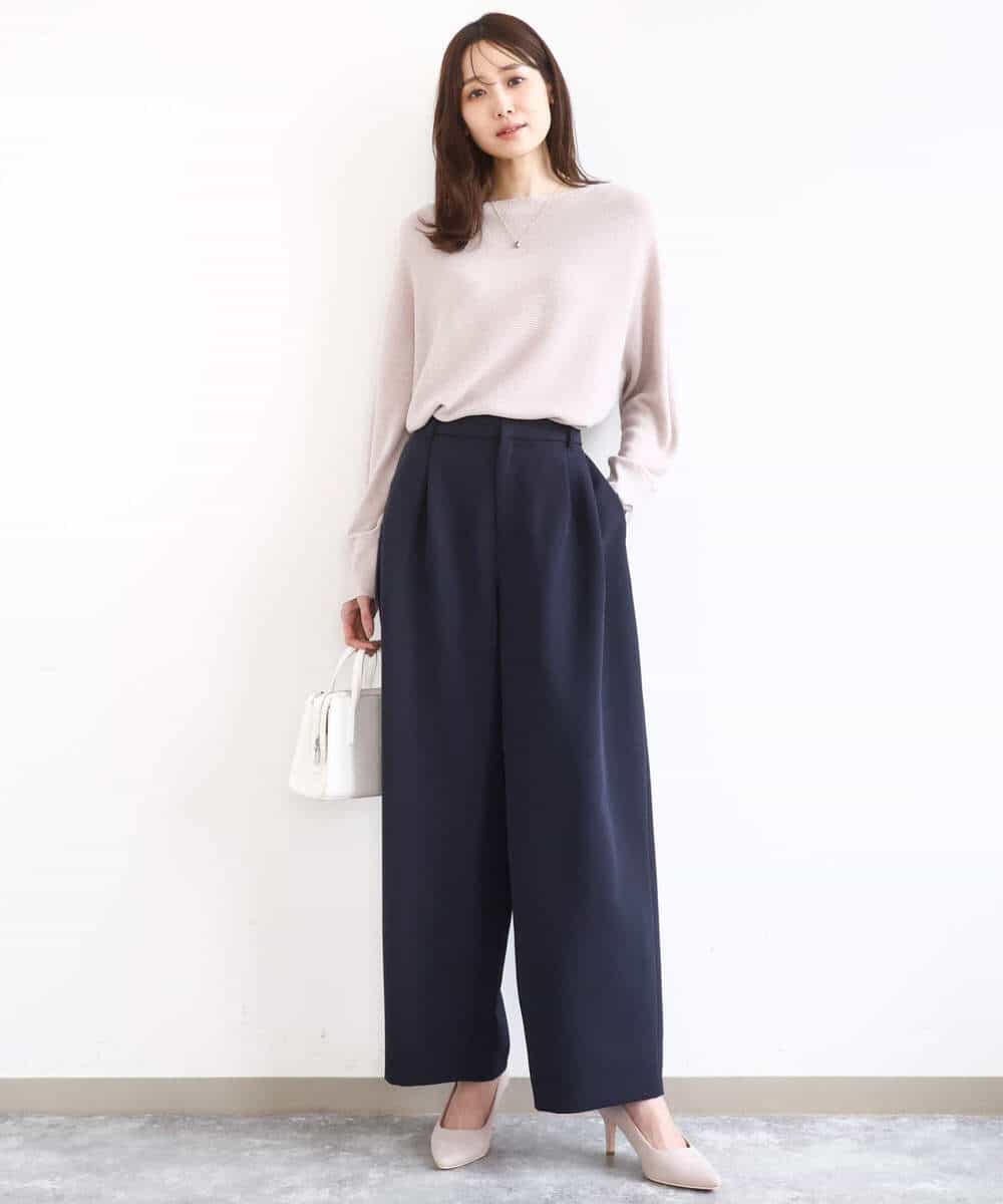 FKFBD57130 MK MICHEL KLEIN(MK ミッシェルクラン) ラメ入りドルマンスリーブ畦編みニット/洗える ライトブルー