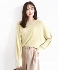 FKFBD57130 MK MICHEL KLEIN(MK ミッシェルクラン) ラメ入りドルマンスリーブ畦編みニット/洗える ライトブルー