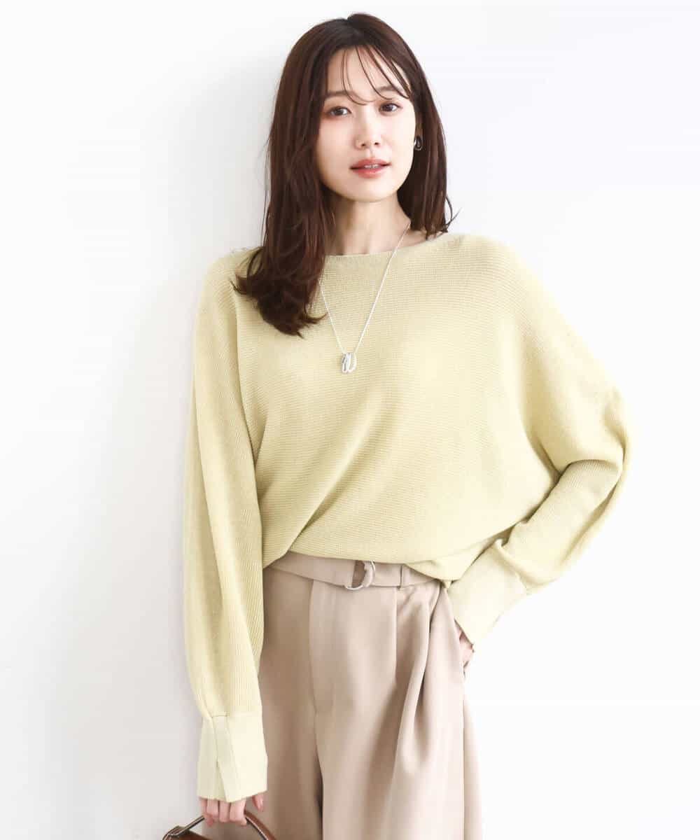 FKFBD57130 MK MICHEL KLEIN(MK ミッシェルクラン) ラメ入りドルマンスリーブ畦編みニット/洗える ライトブルー