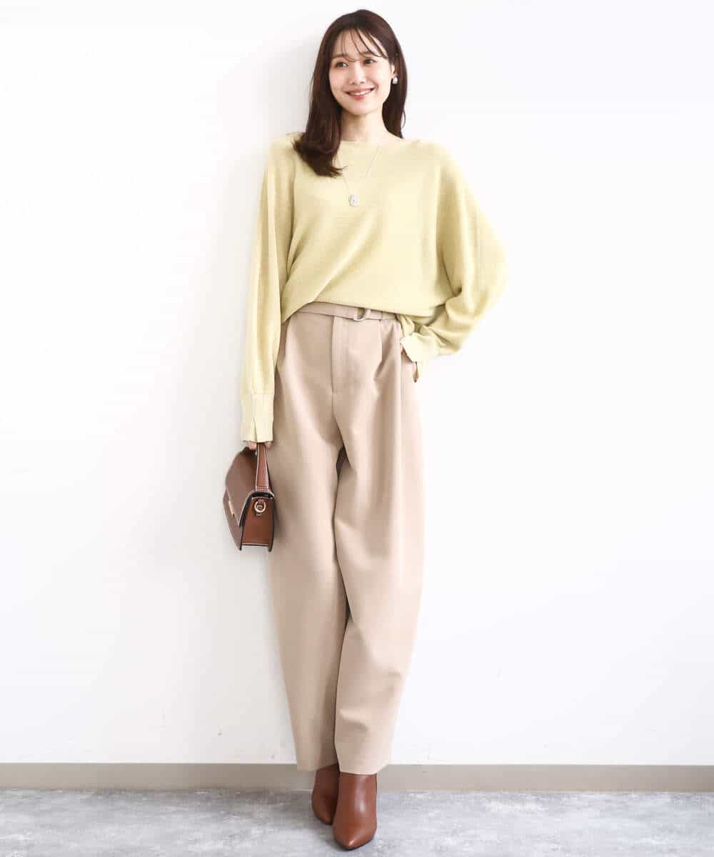 FKFBD57130 MK MICHEL KLEIN(MK ミッシェルクラン) ラメ入りドルマンスリーブ畦編みニット/洗える ライトブルー