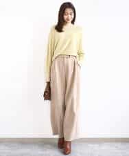 FKFBD57130 MK MICHEL KLEIN(MK ミッシェルクラン) ラメ入りドルマンスリーブ畦編みニット/洗える ライトブルー