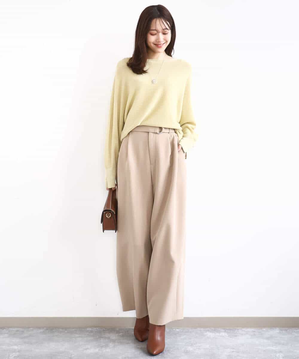 FKFBD57130 MK MICHEL KLEIN(MK ミッシェルクラン) ラメ入りドルマンスリーブ畦編みニット/洗える ライトブルー