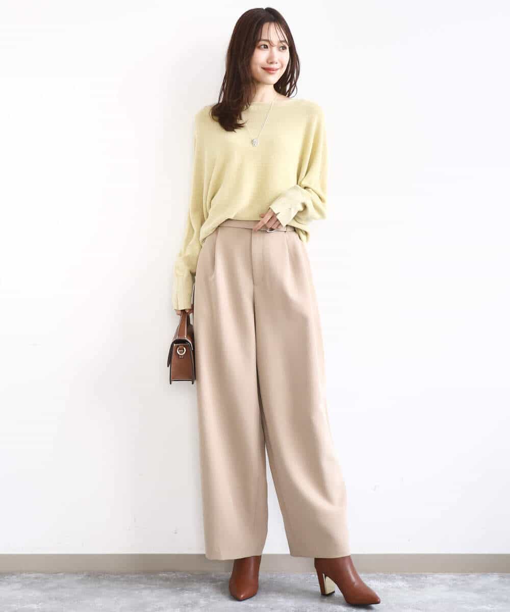 FKFBD57130 MK MICHEL KLEIN(MK ミッシェルクラン) ラメ入りドルマンスリーブ畦編みニット/洗える ライトブルー