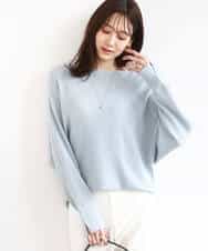 FKFBD57130 MK MICHEL KLEIN(MK ミッシェルクラン) ラメ入りドルマンスリーブ畦編みニット/洗える ライトブルー