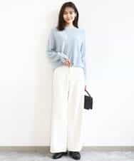 FKFBD57130 MK MICHEL KLEIN(MK ミッシェルクラン) ラメ入りドルマンスリーブ畦編みニット/洗える ライトブルー