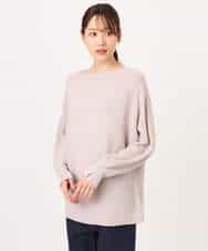 FKFBD57130 MK MICHEL KLEIN(MK ミッシェルクラン) ラメ入りドルマンスリーブ畦編みニット/洗える ライトブルー