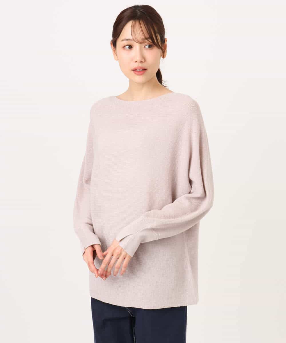 FKFBD57130 MK MICHEL KLEIN(MK ミッシェルクラン) ラメ入りドルマンスリーブ畦編みニット/洗える ライトブルー