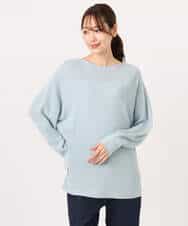 FKFBD57130 MK MICHEL KLEIN(MK ミッシェルクラン) ラメ入りドルマンスリーブ畦編みニット/洗える ライトブルー