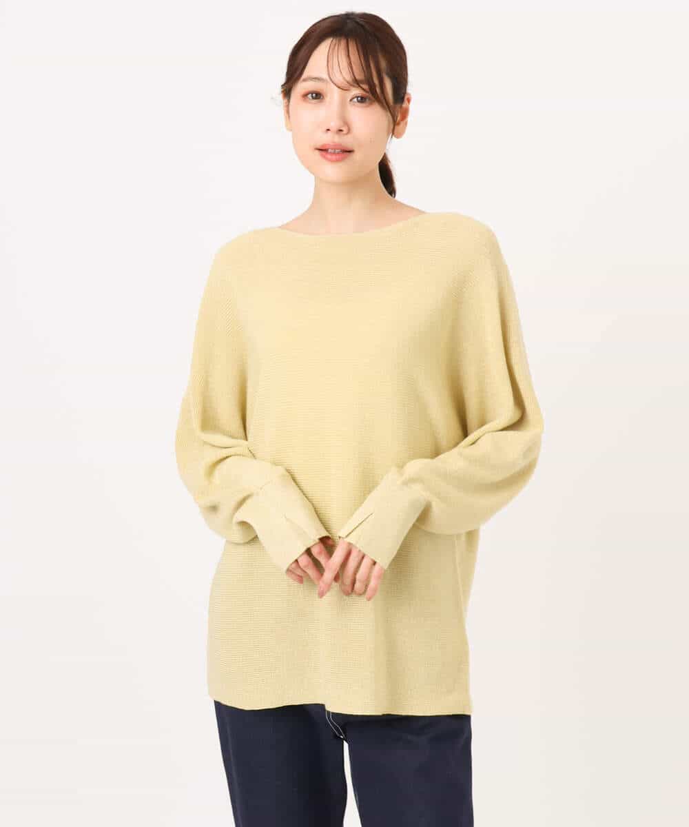 FKFBD57130 MK MICHEL KLEIN(MK ミッシェルクラン) ラメ入りドルマンスリーブ畦編みニット/洗える ライトブルー