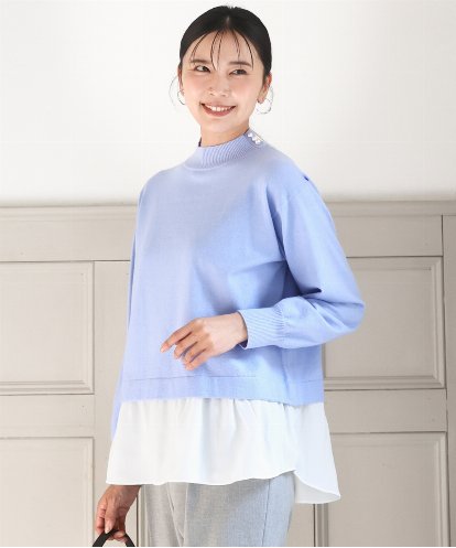 FKFBD58150 MK MICHEL KLEIN レイヤードデザインチュニックニット/洗える