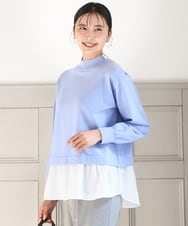 FKFBD58150 MK MICHEL KLEIN(MK ミッシェルクラン) レイヤードデザインチュニックニット/洗える ライトブルー