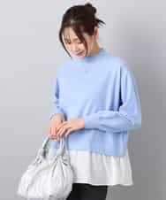 FKFBD58150 MK MICHEL KLEIN(MK ミッシェルクラン) レイヤードデザインチュニックニット/洗える ライトブルー