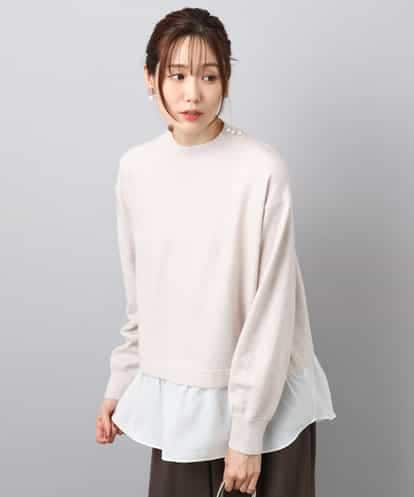 FKFBD58150 MK MICHEL KLEIN レイヤードデザインチュニックニット/洗える