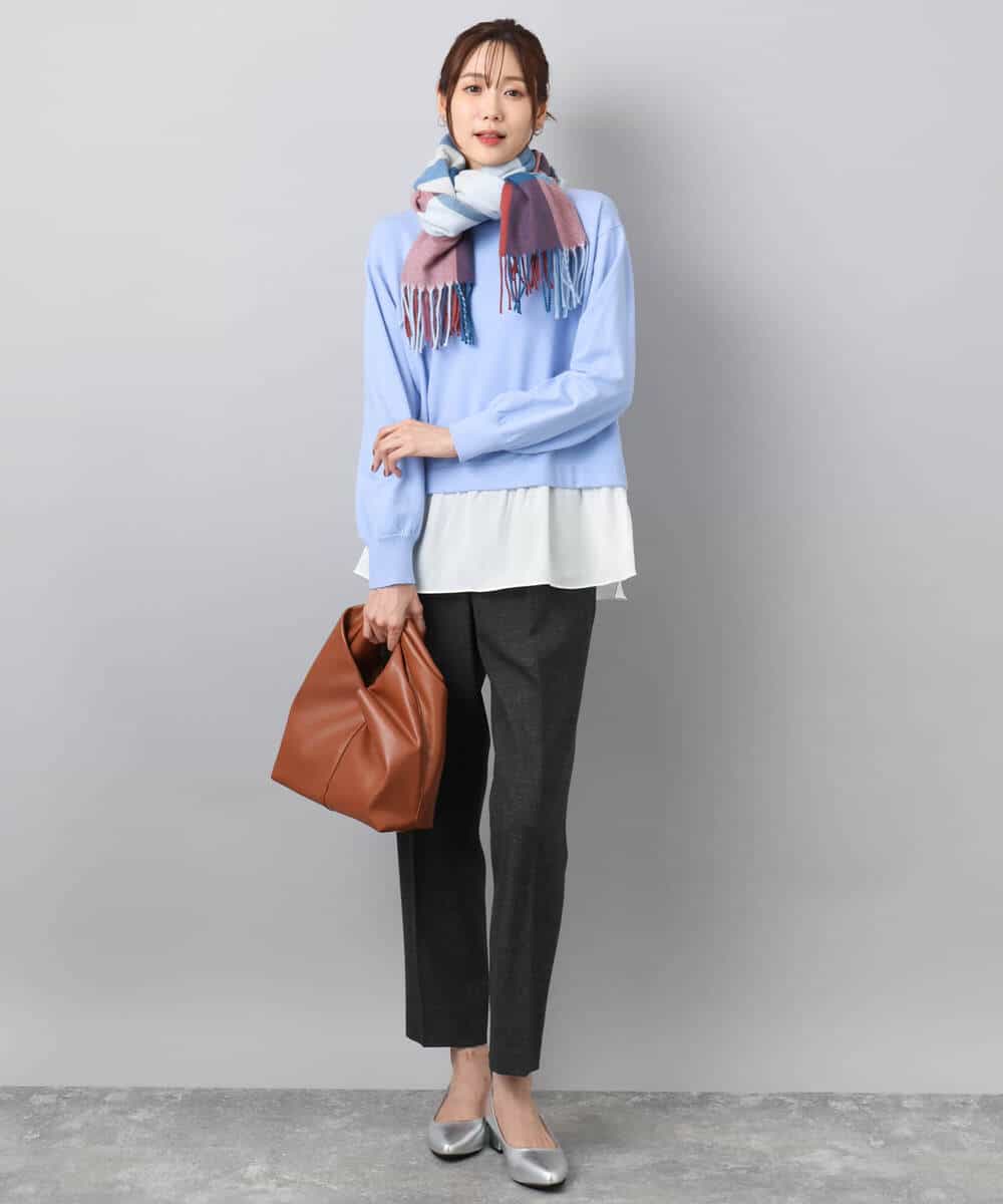 FKFBD58150 MK MICHEL KLEIN(MK ミッシェルクラン) レイヤードデザインチュニックニット/洗える ベージュ