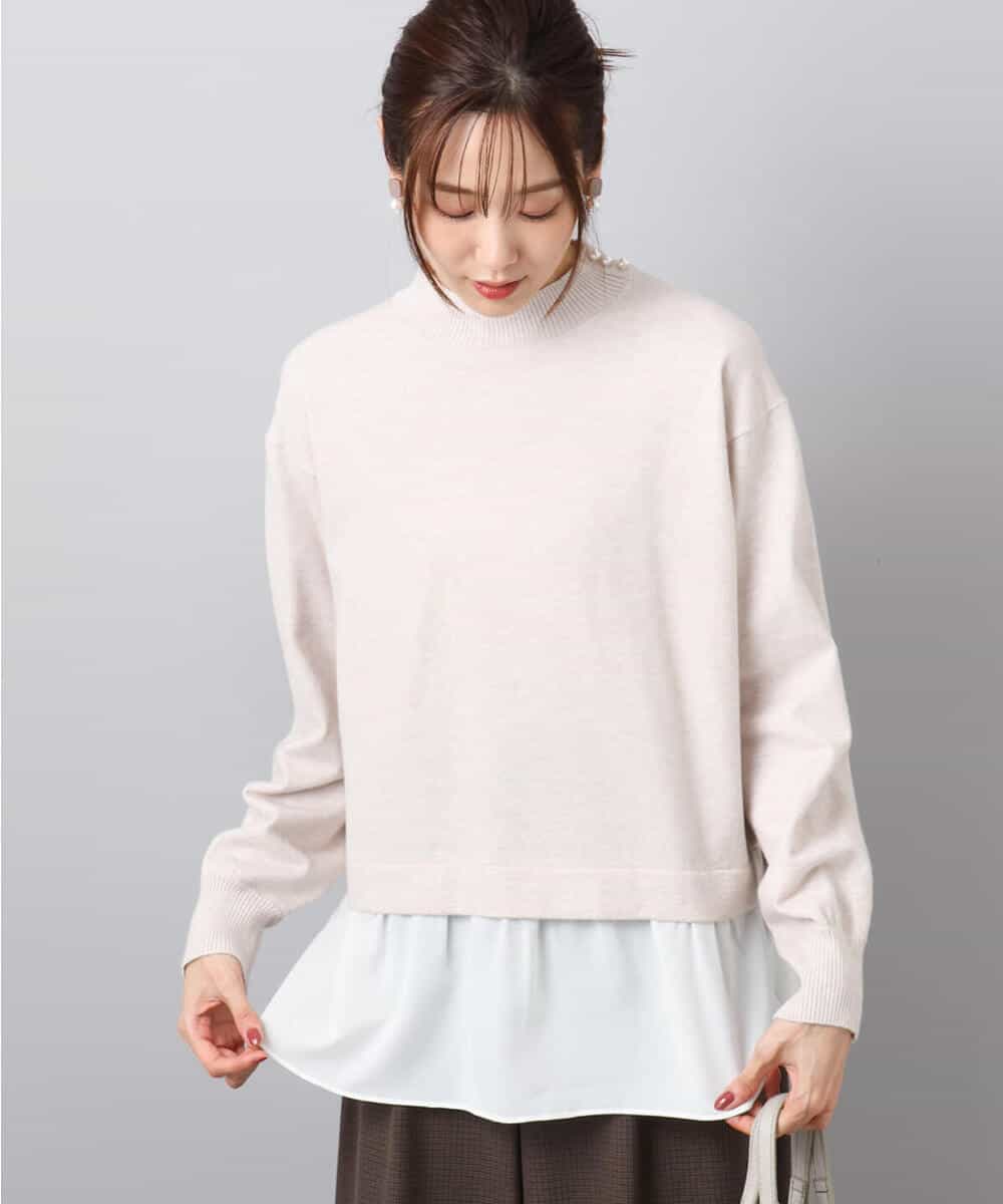 FKFBD58150 MK MICHEL KLEIN(MK ミッシェルクラン) レイヤードデザインチュニックニット/洗える ベージュ