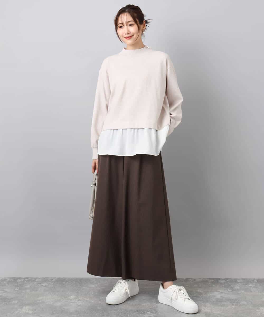 FKFBD58150 MK MICHEL KLEIN(MK ミッシェルクラン) レイヤードデザインチュニックニット/洗える ベージュ