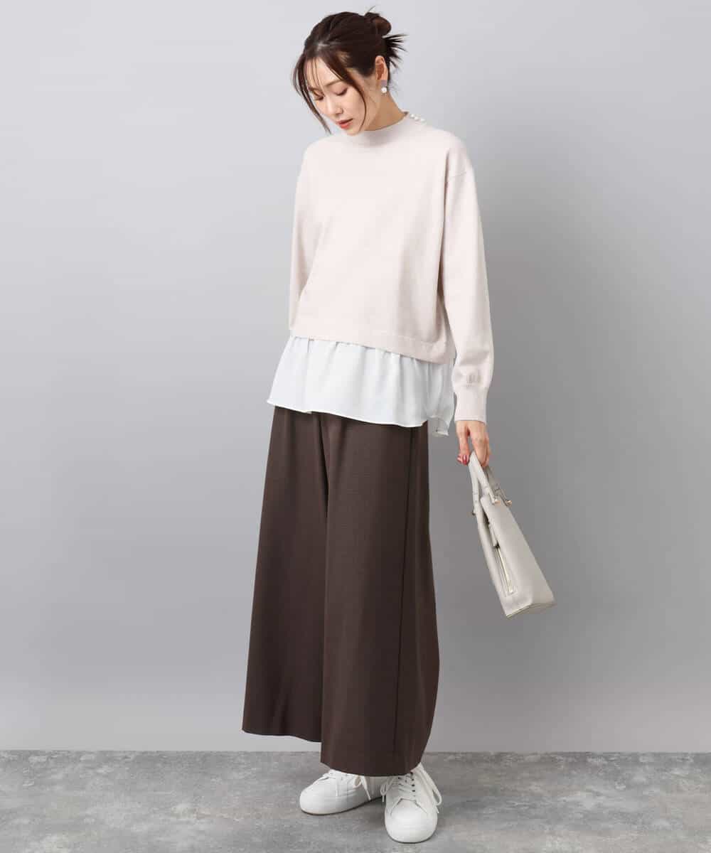 FKFBD58150 MK MICHEL KLEIN(MK ミッシェルクラン) レイヤードデザインチュニックニット/洗える ベージュ