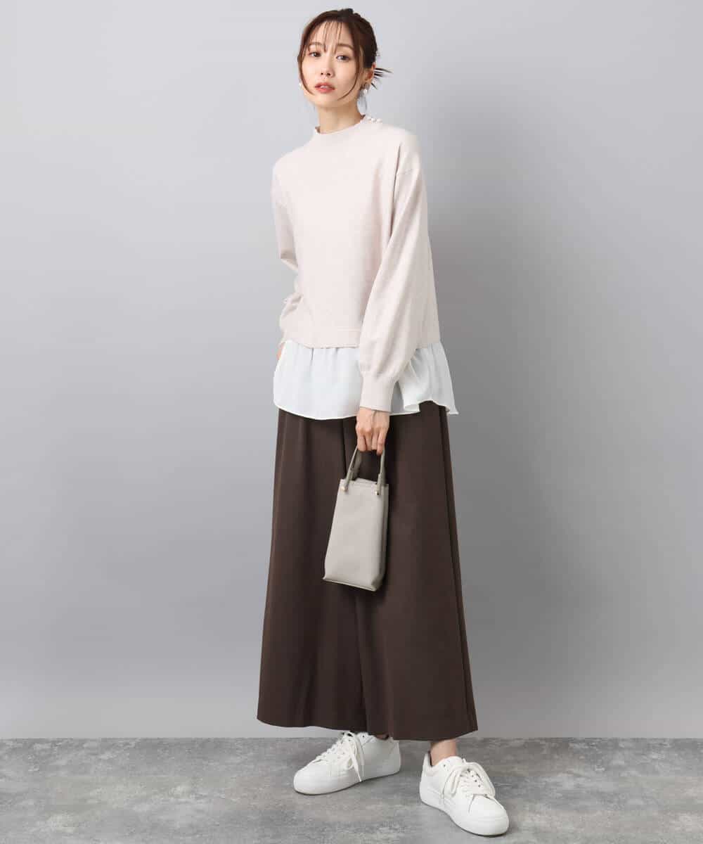 FKFBD58150 MK MICHEL KLEIN(MK ミッシェルクラン) レイヤードデザインチュニックニット/洗える ベージュ