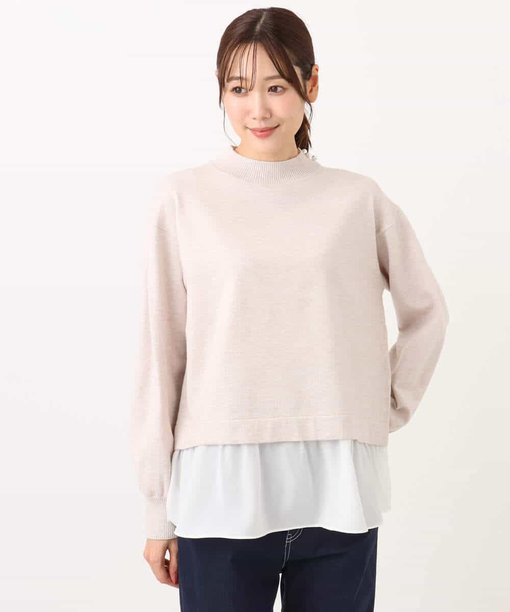 FKFBD58150 MK MICHEL KLEIN(MK ミッシェルクラン) レイヤードデザインチュニックニット/洗える ベージュ
