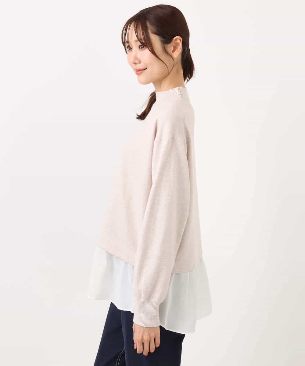 FKFBD58150 MK MICHEL KLEIN(MK ミッシェルクラン) レイヤードデザインチュニックニット/洗える ベージュ