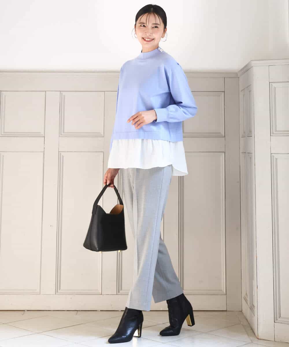 FKFBD58150 MK MICHEL KLEIN(MK ミッシェルクラン) レイヤードデザインチュニックニット/洗える ベージュ