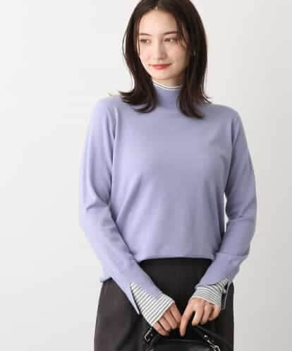 FKFBV01120 MK MICHEL KLEIN チラ見えボーダーモックネックニット/洗える