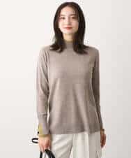 FKFBV01120 MK MICHEL KLEIN(MK ミッシェルクラン) チラ見えボーダーモックネックニット/洗える グレイッシュブルー