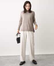 FKFBV01120 MK MICHEL KLEIN(MK ミッシェルクラン) チラ見えボーダーモックネックニット/洗える グレイッシュブルー