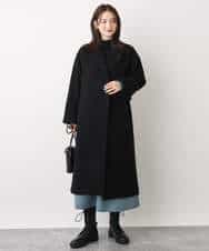 FKFBV01120 MK MICHEL KLEIN(MK ミッシェルクラン) チラ見えボーダーモックネックニット/洗える グレイッシュブルー
