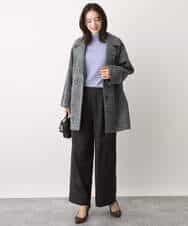 FKFBV01120 MK MICHEL KLEIN(MK ミッシェルクラン) チラ見えボーダーモックネックニット/洗える グレイッシュブルー