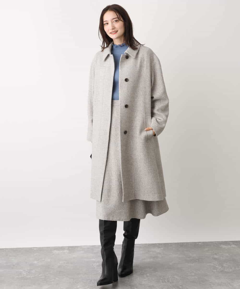 FKFBV02130 MK MICHEL KLEIN(MK ミッシェルクラン) シフォンプリーツデザインコンパクトリブニット/洗える ブルー