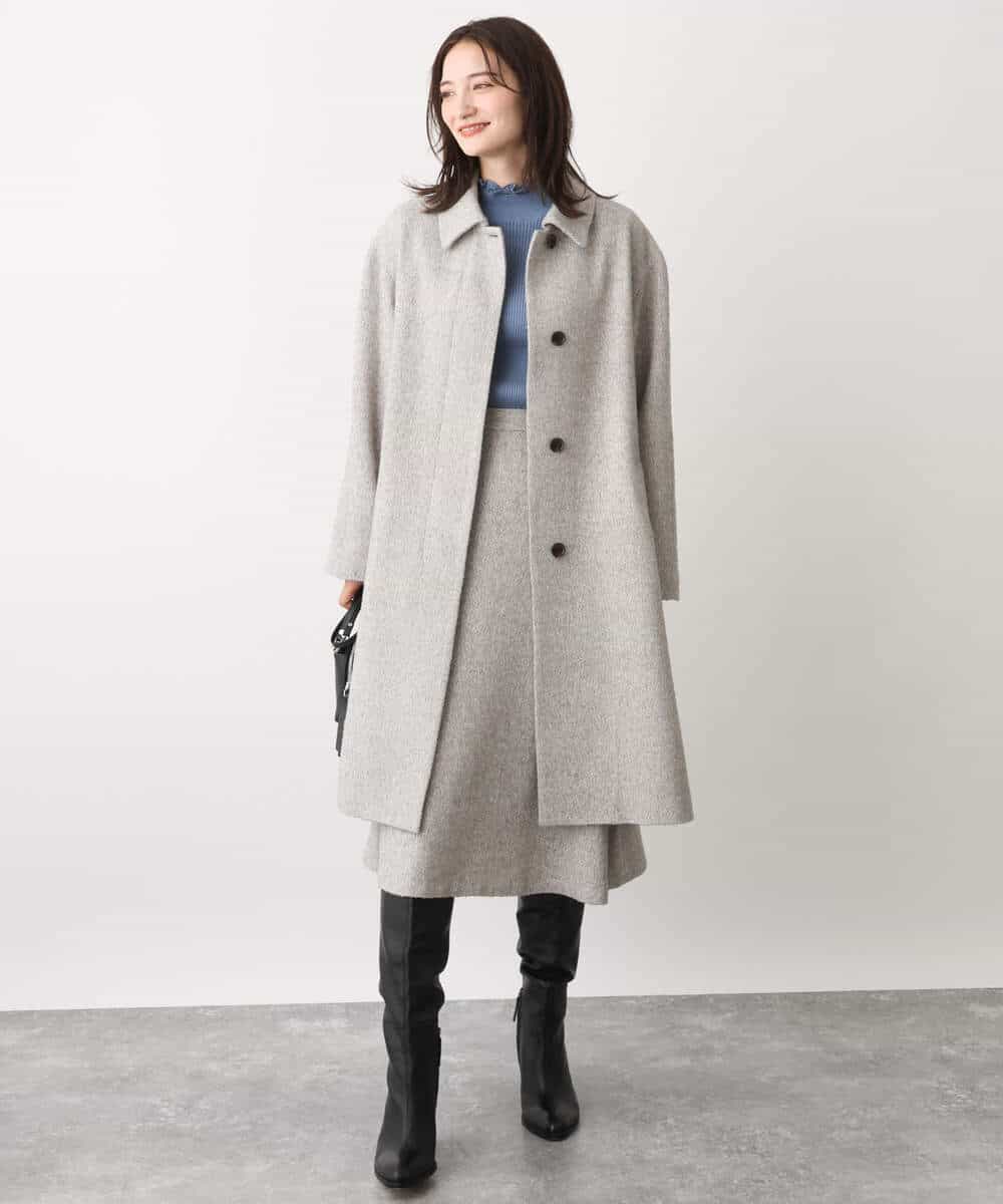 FKFBV02130 MK MICHEL KLEIN(MK ミッシェルクラン) シフォンプリーツデザインコンパクトリブニット/洗える ブルー