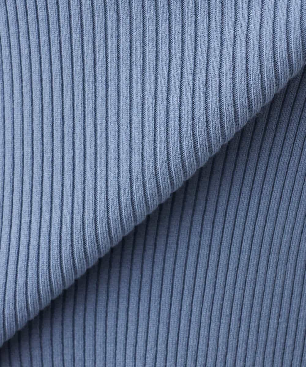 FKFBV02130 MK MICHEL KLEIN(MK ミッシェルクラン) シフォンプリーツデザインコンパクトリブニット/洗える ブルー