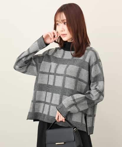 FKFDA63150  チェック柄ニットプルオーバー/洗える