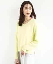 FKFDD10150 MK MICHEL KLEIN(MK ミッシェルクラン) ツィーディーVネックニット/洗える ライトイエロー