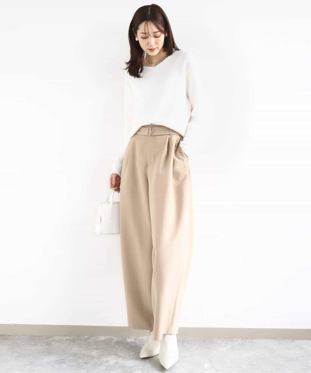 FKFDD10150 MK MICHEL KLEIN(MK ミッシェルクラン) ツィーディーVネックニット/洗える ライトイエロー