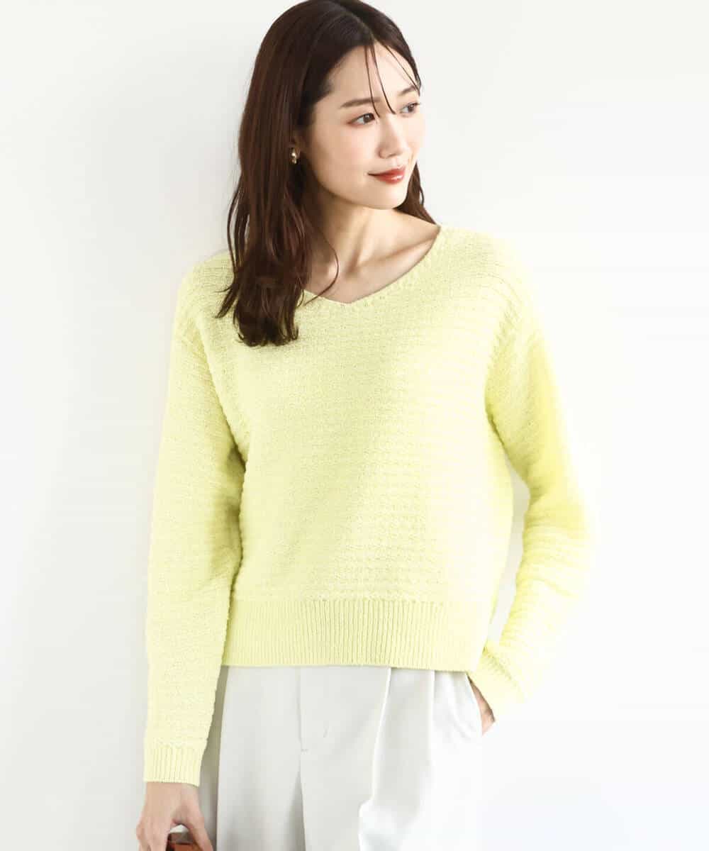 FKFDD10150 MK MICHEL KLEIN(MK ミッシェルクラン) ツィーディーVネックニット/洗える ライトイエロー