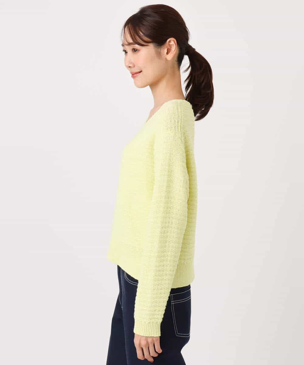 FKFDD10150 MK MICHEL KLEIN(MK ミッシェルクラン) ツィーディーVネックニット/洗える ライトイエロー