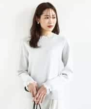 FKFDD11140 MK MICHEL KLEIN(MK ミッシェルクラン) レースデザインコンパクトニット/洗える ライトグレー