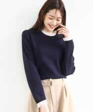 FKFDD11140 MK MICHEL KLEIN(MK ミッシェルクラン) レースデザインコンパクトニット/洗える ライトグレー