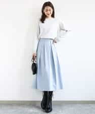 FKFDD11140 MK MICHEL KLEIN(MK ミッシェルクラン) レースデザインコンパクトニット/洗える ライトグレー