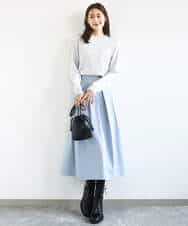 FKFDD11140 MK MICHEL KLEIN(MK ミッシェルクラン) レースデザインコンパクトニット/洗える ライトグレー