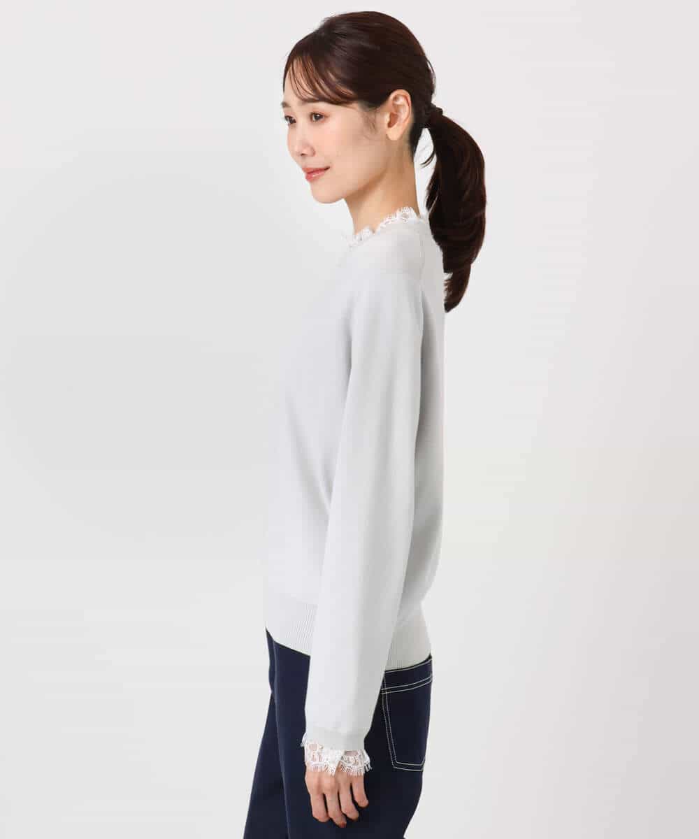 FKFDD11140 MK MICHEL KLEIN(MK ミッシェルクラン) レースデザインコンパクトニット/洗える ライトグレー