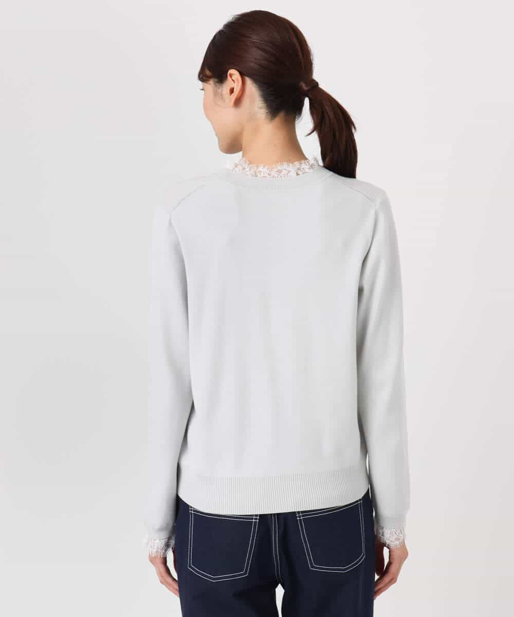 FKFDD11140 MK MICHEL KLEIN(MK ミッシェルクラン) レースデザインコンパクトニット/洗える ライトグレー