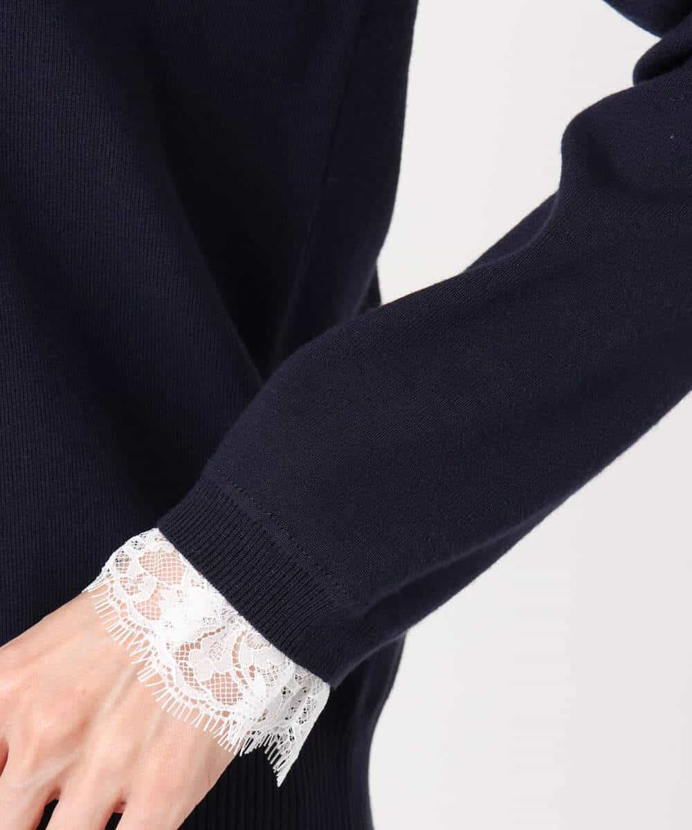 FKFDD11140 MK MICHEL KLEIN(MK ミッシェルクラン) レースデザインコンパクトニット/洗える ライトグレー