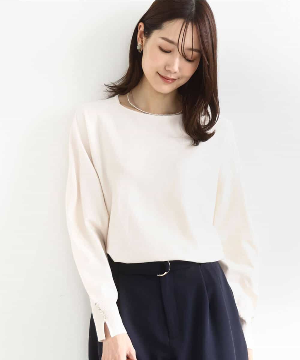 FKFDD12130 MK MICHEL KLEIN(MK ミッシェルクラン) ドルマンスリーブニット/洗える ライトブルー